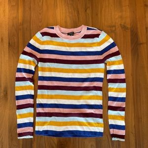 Halogen Striped Cotton Blend Crew Neck Sweater
